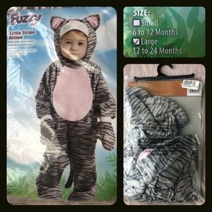 Fuzzy Striped Kitten - Size Large (12-24M)